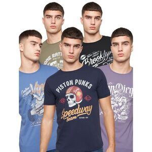 Crosshatch Mens Jerome Assorted Designs T-Shirt (Pack of 5) / Multicolored